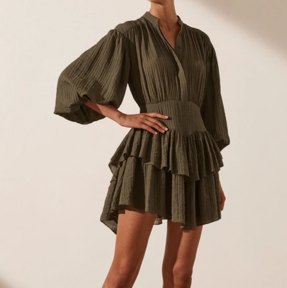 Shona Joy Dresses & Skirts - NEW SHONA JOY Designer Mila button  Olive mini dress